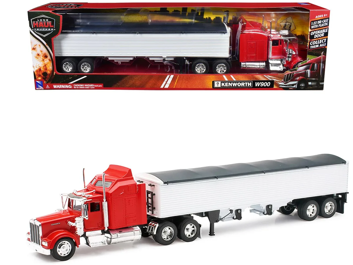 New Ray Toys New Ray Toys Kenworth W900 Grain Truck Red White Long Haul Truckers 1/32 Diecast — product photo