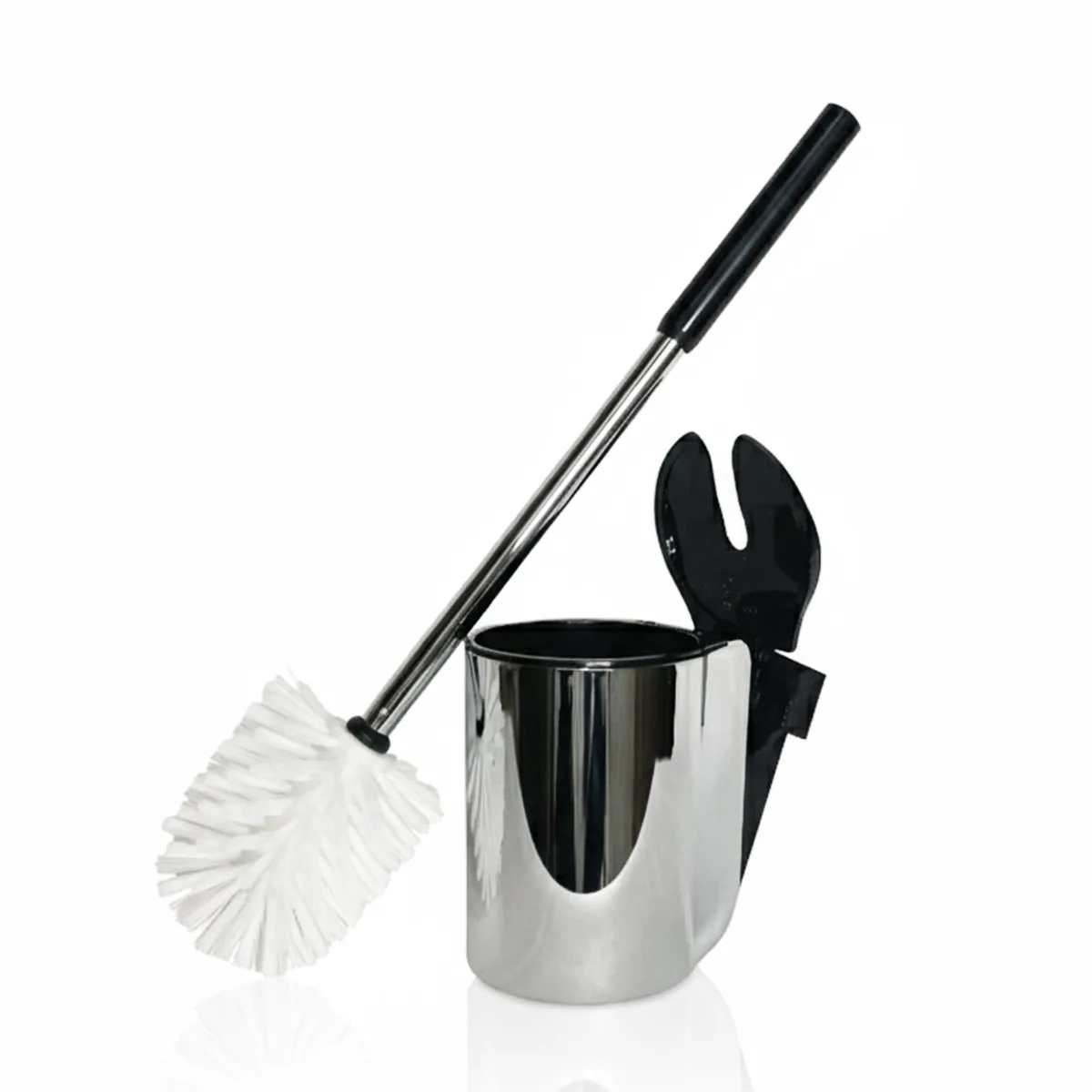 Hitrons Solutions Hitrons Solutions GCV-TBS-CF Wall-Mounted Toilet Brush Set Chrome Black Handle — product photo