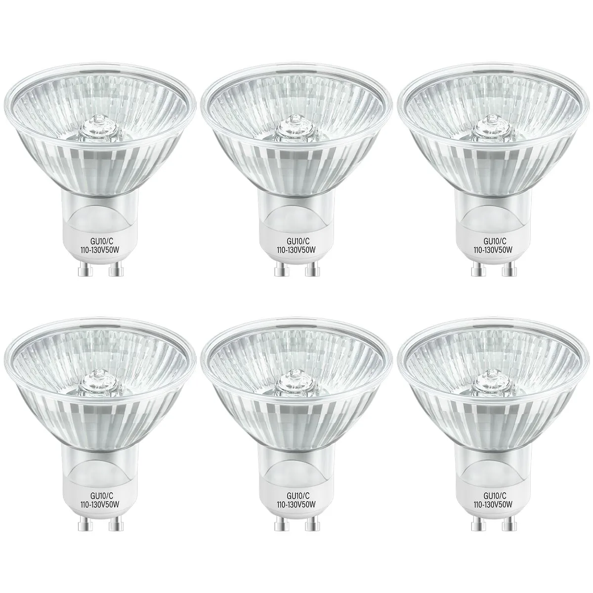 KEHIPI KEHIPI GU10 Halogen Bulb 120V 50W 2700K Dimmable Pack of 6 — product photo