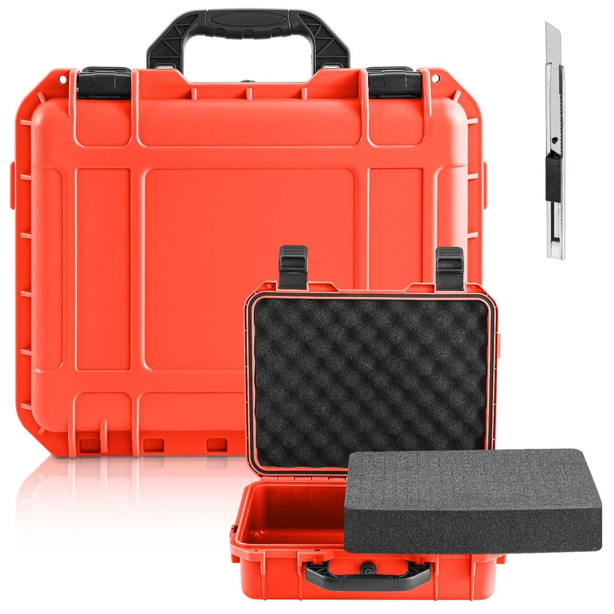  Relaxweex HAT-Relaxweex-1597 Waterproof Hard Camera Case 8.5 x 6.5 x 3.7 in Reddish Orange — product photo