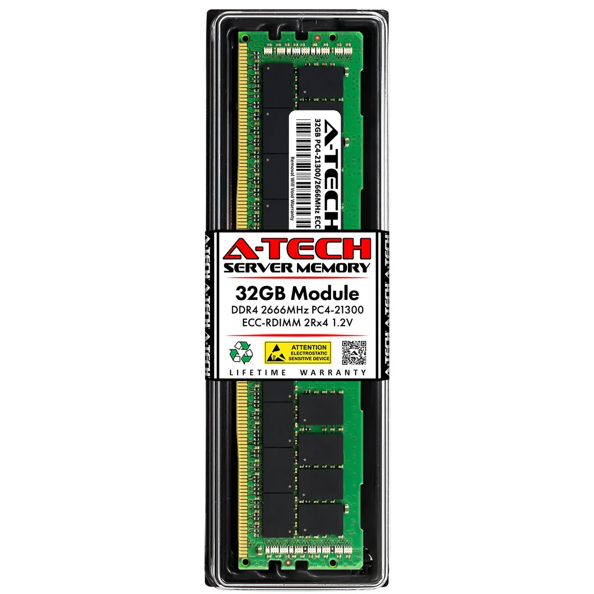 A-Tech A-Tech 32GB DDR4 2666MHz ECC RDIMM 2Rx4 for HP P05590-B21 P28221-B21 Server Memory — product photo