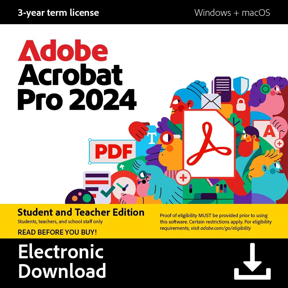 Adobe Adobe 30006795 Academic Software Acrobat Pro 2024 Student Teacher 3-Year License — product photo