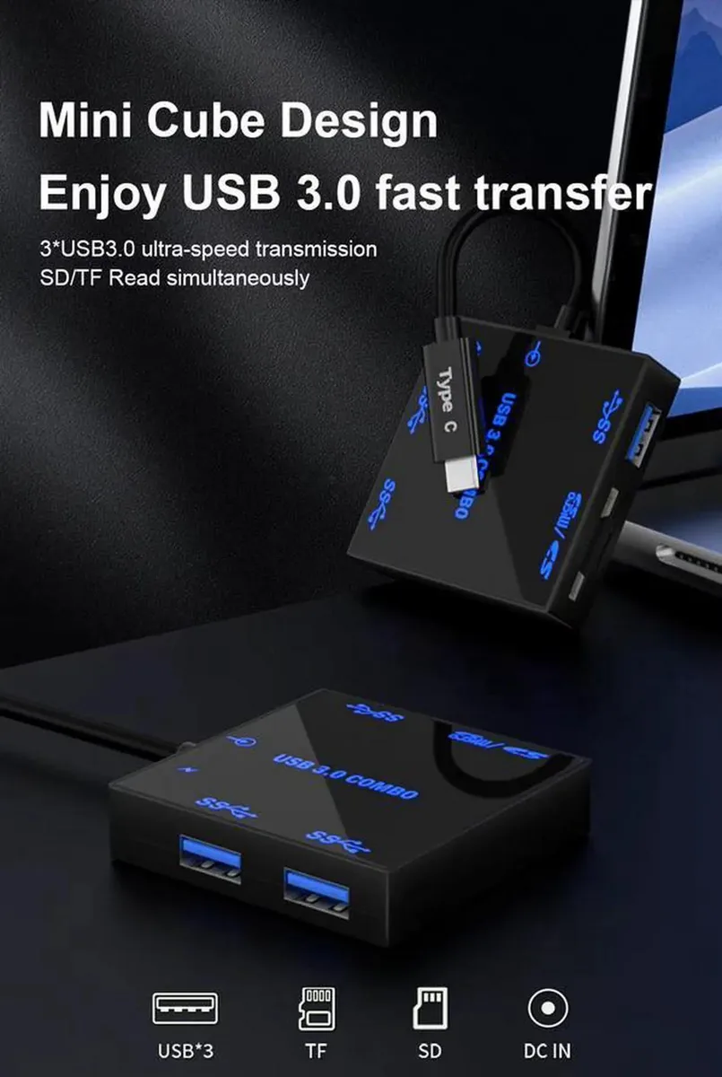 SMUGDESK SMUGDESK 5-in-1 USB 3.0 Hub LED USB-C Power — product photo