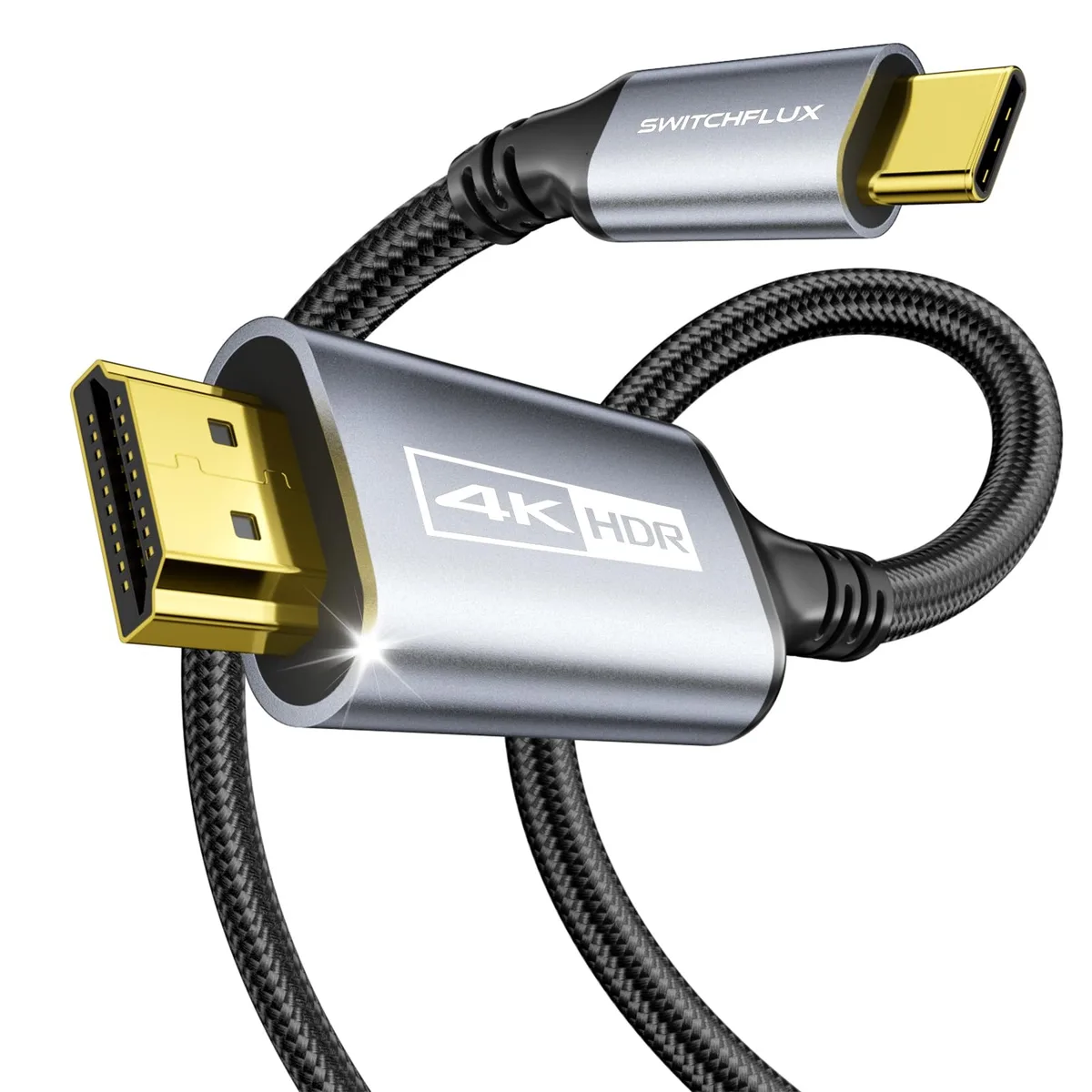  SWITCHFLUX USB-C to HDMI Cable 6Ft 4K@60Hz Braided Thunderbolt Compatible — product photo