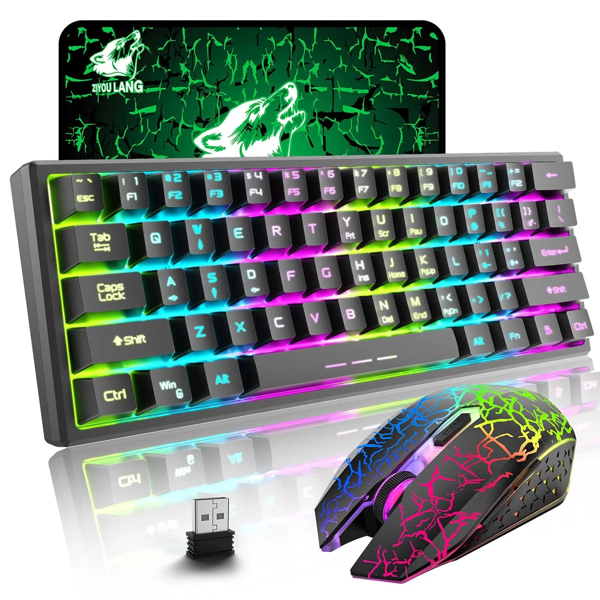  Redragon Ba-QCJS-226 61-key wireless gaming keyboard and mouse combo (Black) — product photo
