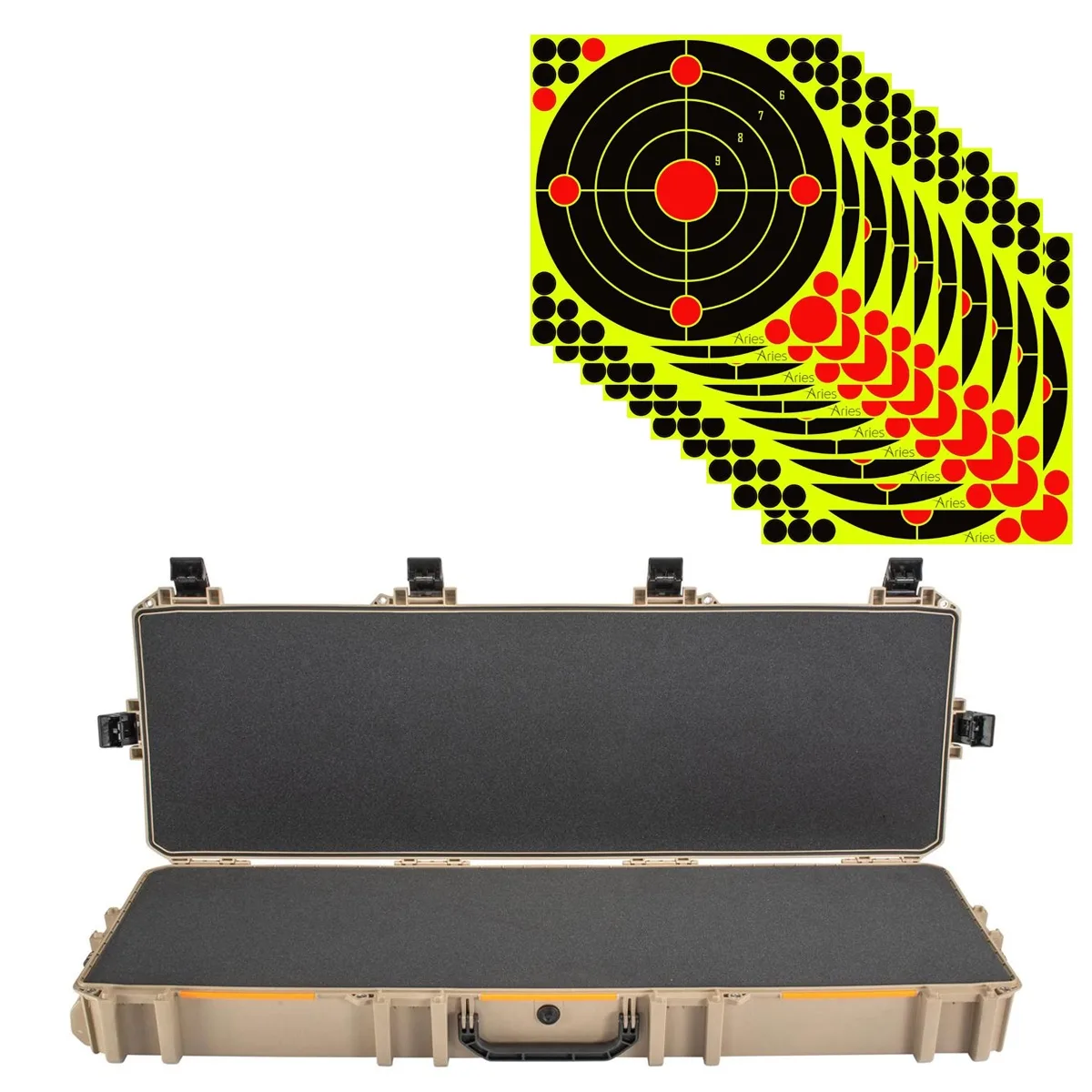 Pelican Products, Inc. Pelican V800 Vault Double Wheeled Scoped Rifle Case Tan Bundle 10-Pack Target Stickers — product photo