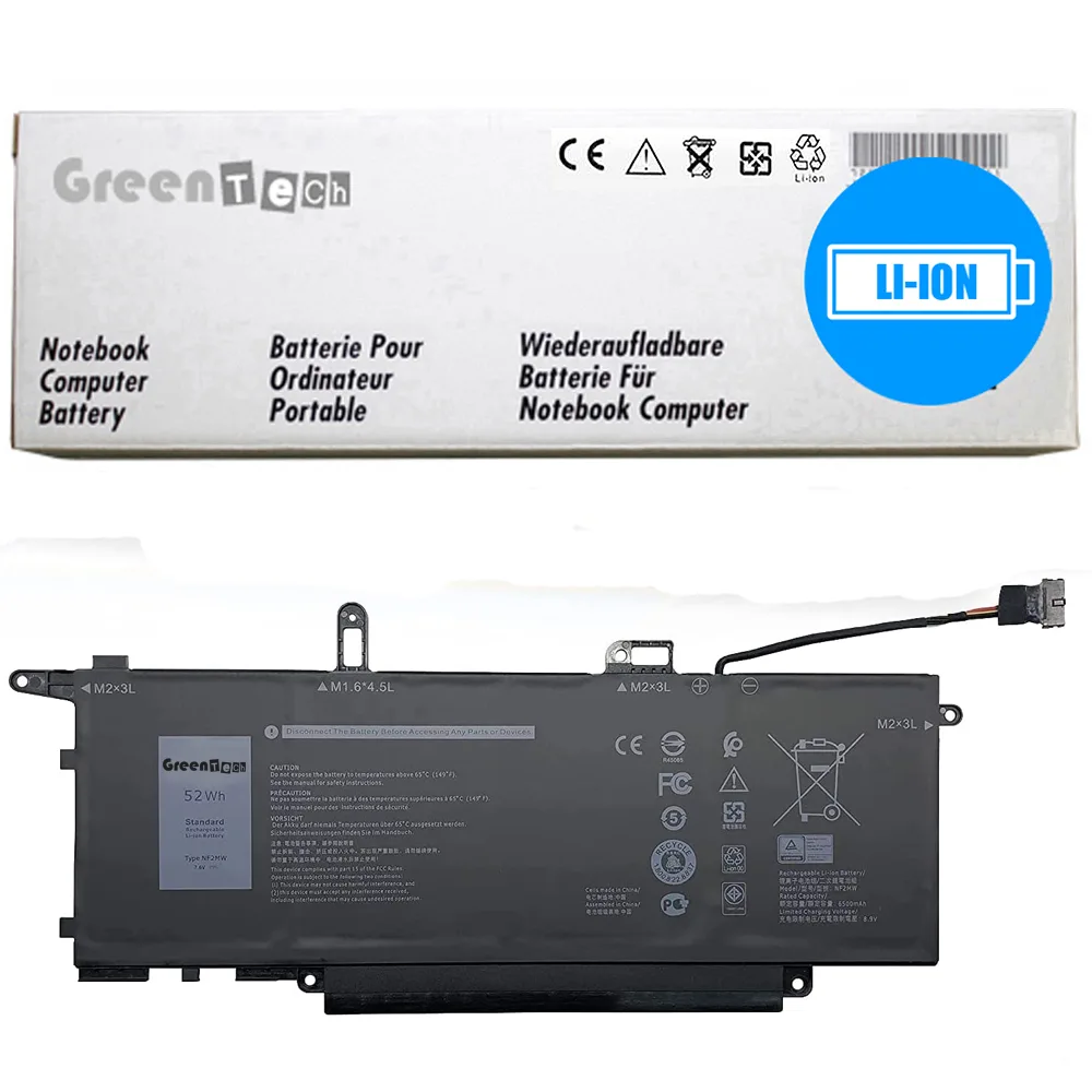NShi NShi NF2MW laptop battery 7.6V 52Whr 4-cell for Dell Latitude 7400 2-in-1 9410 — product photo