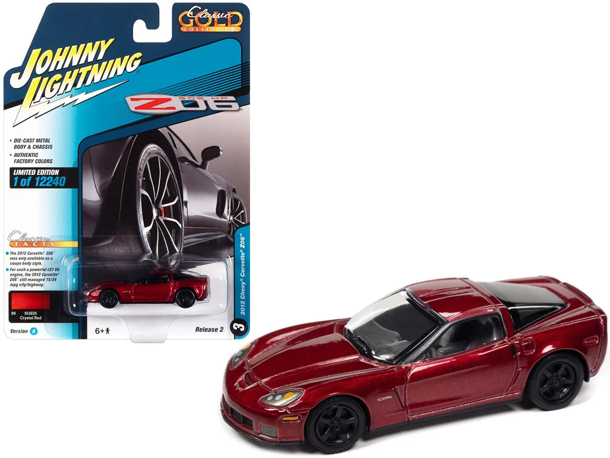 JOHNNY LIGHTNING JOHNNY LIGHTNING 2012 Corvette Z06 Crystal Red 1/64 Classic Gold Ltd Ed hobby collectible — product photo