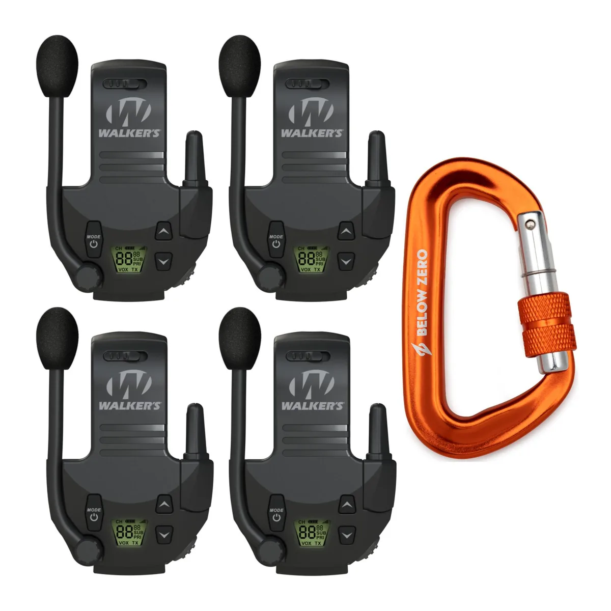 Walkers Walkers Razor Walkie Talkie Attachment 4-Pack with Carabiner — product photo