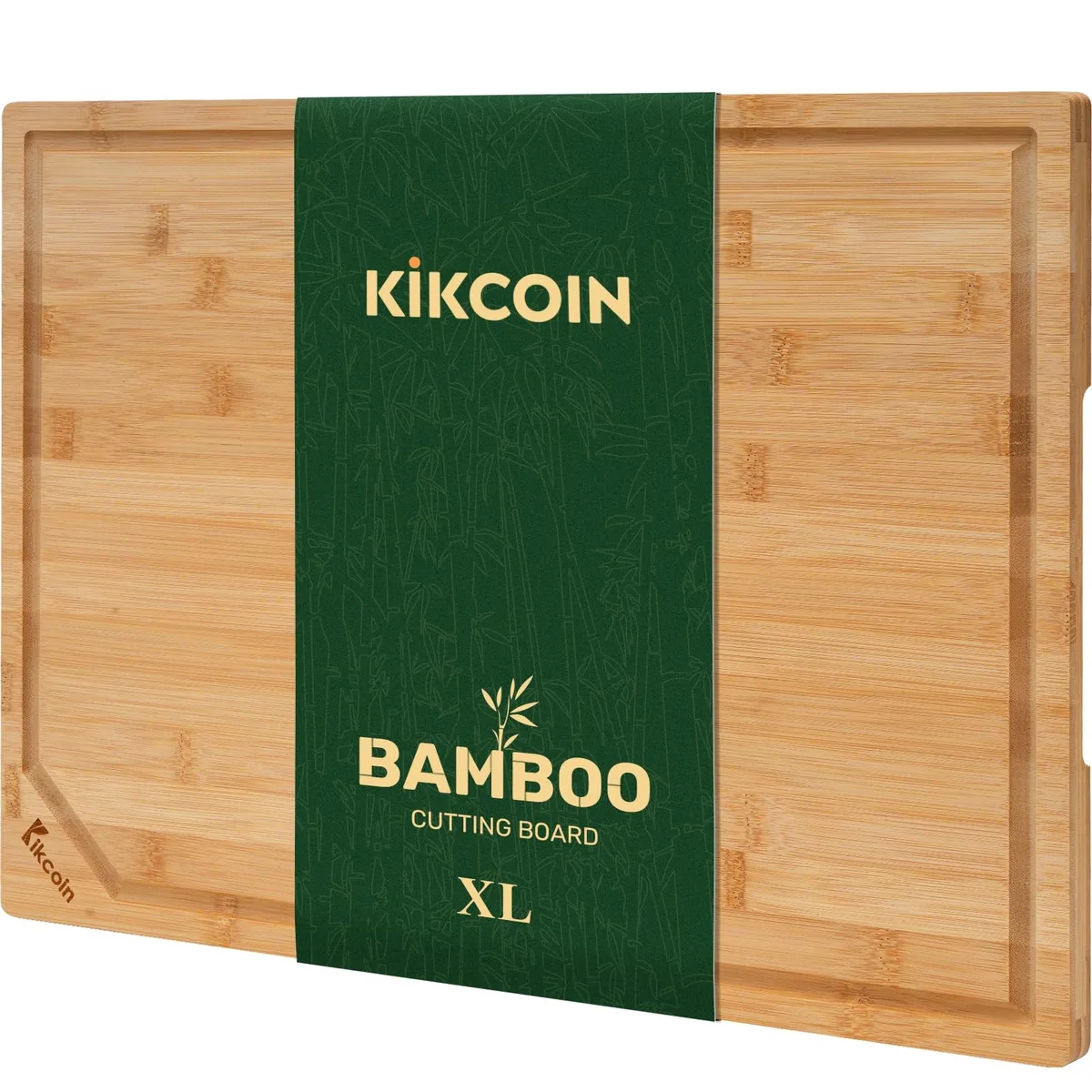  Kikcoin 17×11 in Bamboo Cutting Board with Juice Groove &amp; Handle — product photo