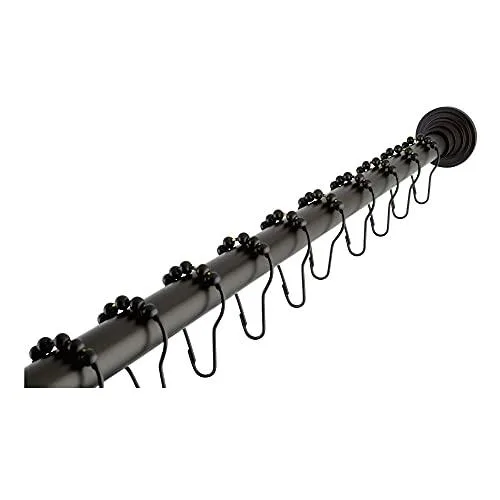 Oil-rubbed bronze shower curtain rod with brass bases