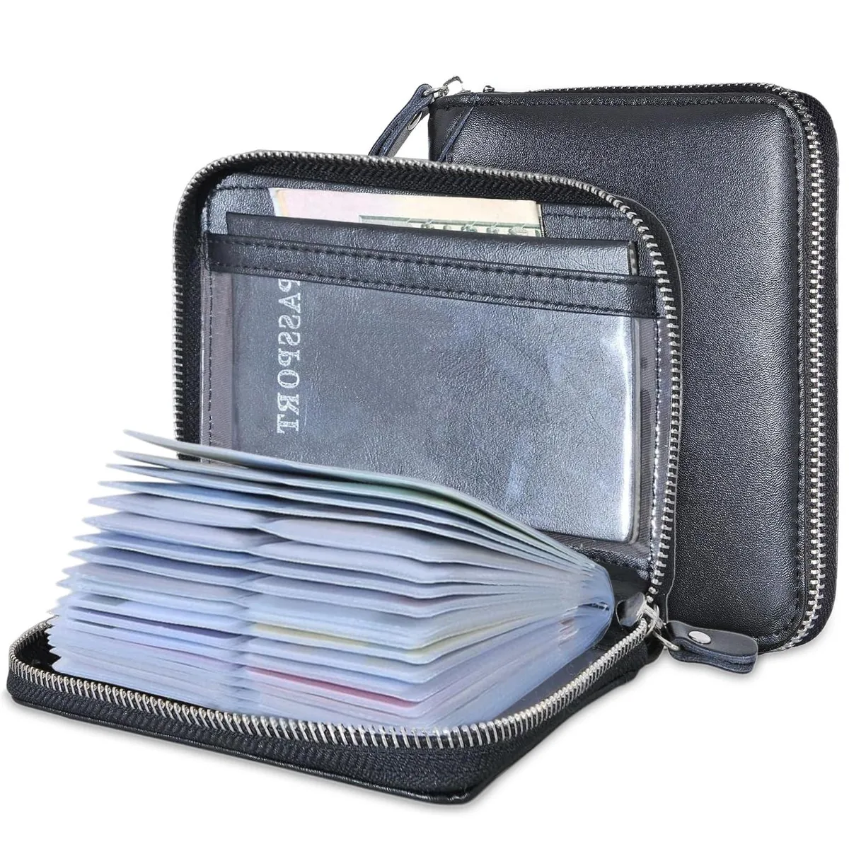 YUHAN PRETTY Yp050 Wallet Genuine Leather 42 Card Slots Black — product photo