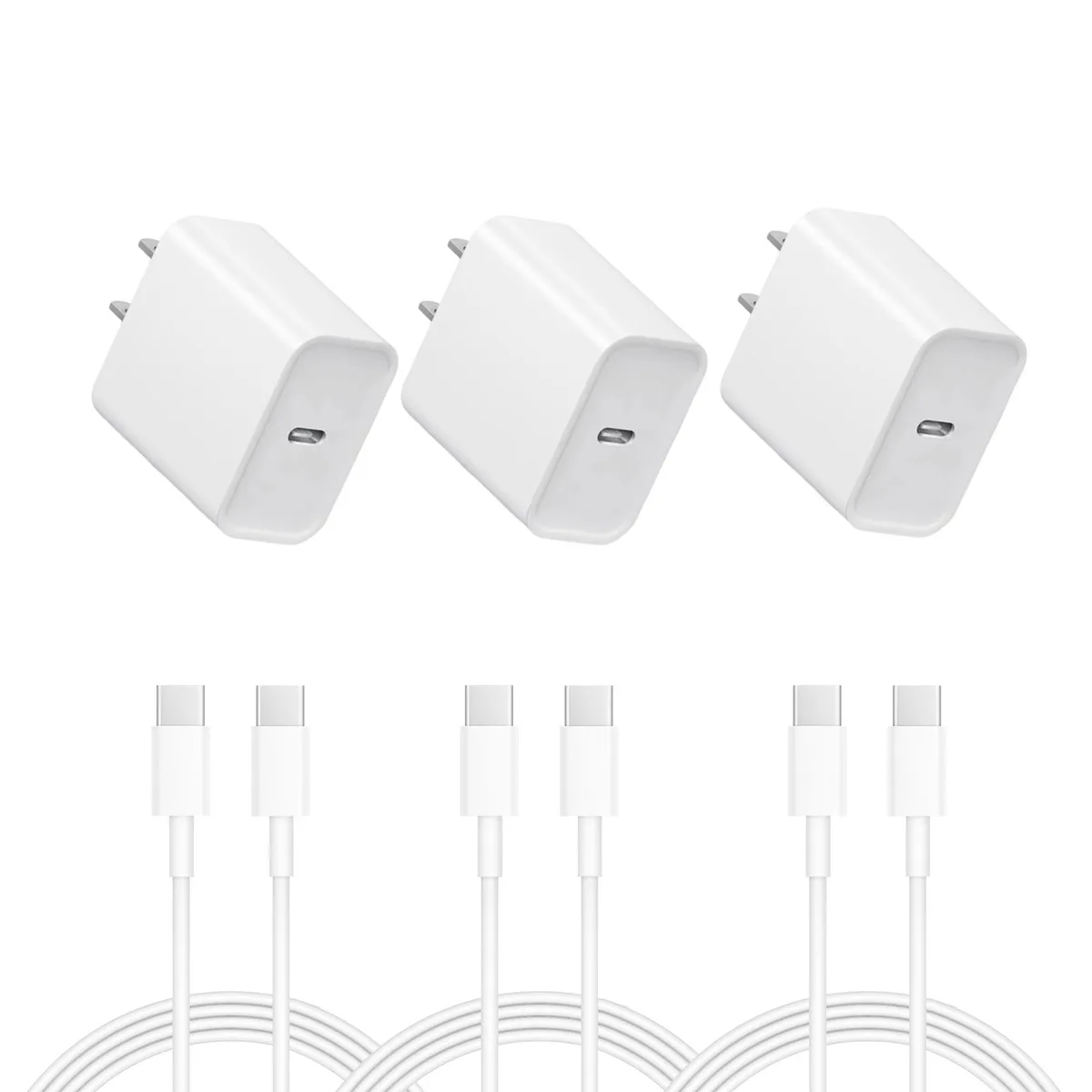 DENGWENQIANG 20W USB-C Charger 3 Pack with 6FT Cables iPhone 15 16 17 — product photo