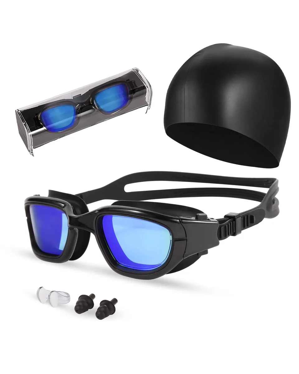  Hurdilen Swim Goggles Set Blue Black 180° 99% UV — product photo