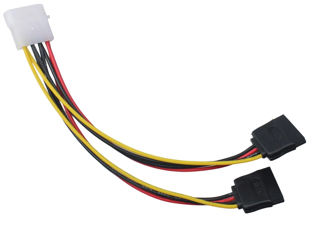 Cable Matters 4 Pin Male Molex to 15 Pin Female Dual SATA Power Splitter Cord 19cm 2 Pcs — product photo