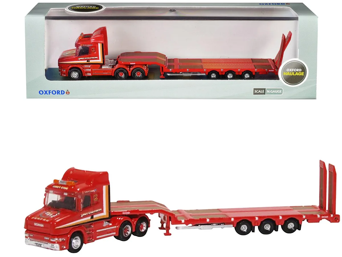 Oxford Diecast Oxford Diecast Scania T-Cab RHD Lowboy "Sandy Kydd" Red Stripes 1/148 — product photo