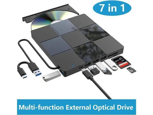 LORDWORLD LORDWORLD 7 in 1 External CD DVD Drive USB 3.0 Type-C Burner — product photo