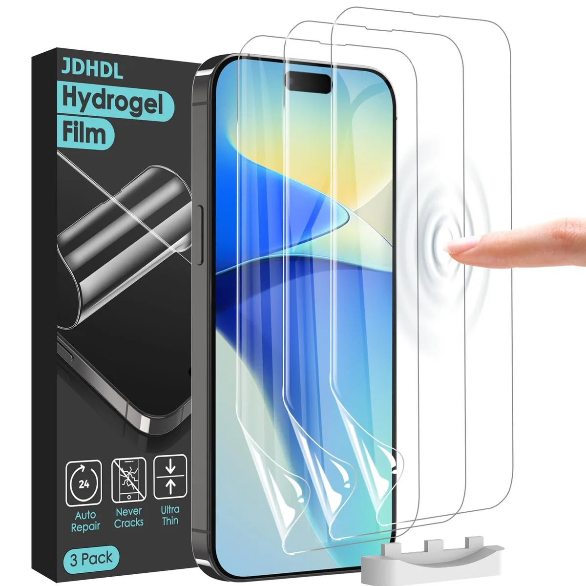 JDHDL 3-Pack TPU Hydrogel Screen Protector for iPhone 16 Pro — product photo