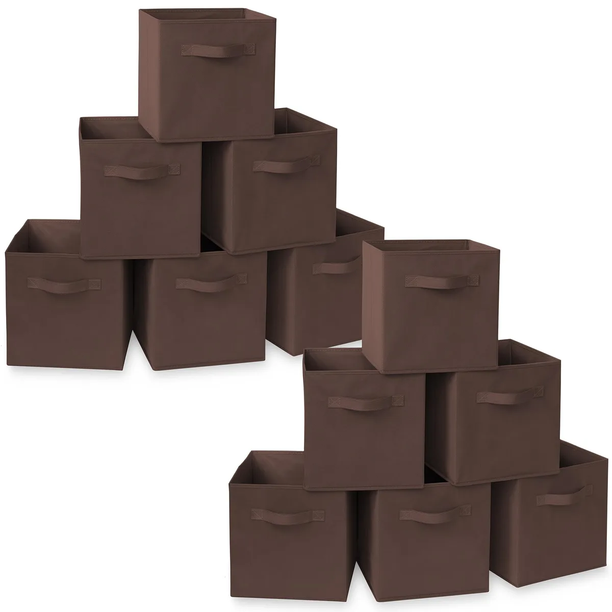 Casafield Casafield Set of 12 Collapsible Fabric Cube Storage Bins Brown 10.5x10.5x11 — product photo