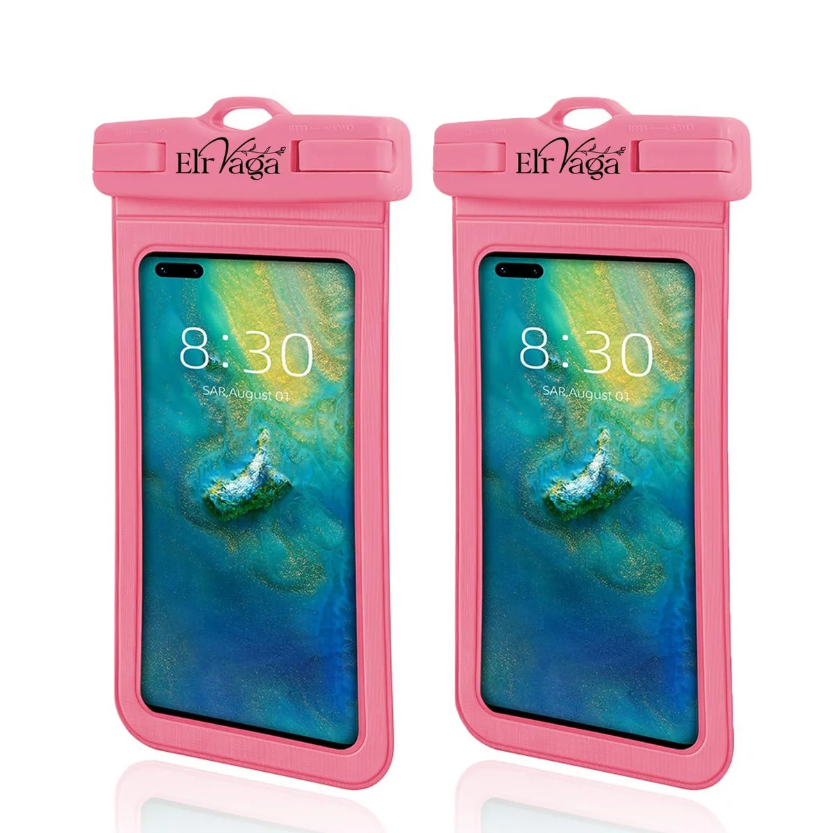 No Sew No Sew Waterproof Phone Pouch 2 Pack Pink 7.2 Inch IPX8 cell phones - unlocked — product photo