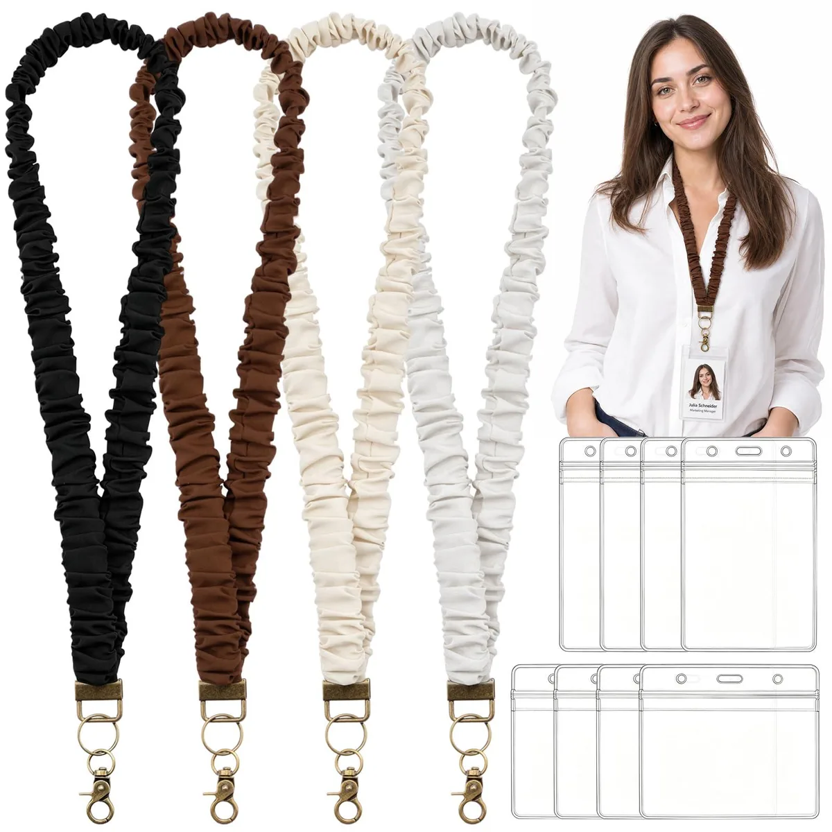 SJKHGU Neckwear Scrunchie Lanyard 4 Pack Brown 1630 inch 100% Nylon — product photo