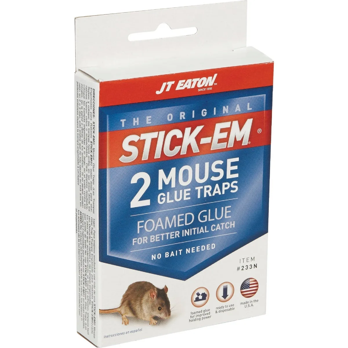 Two flat plastic glue traps in rectangular shape light finish