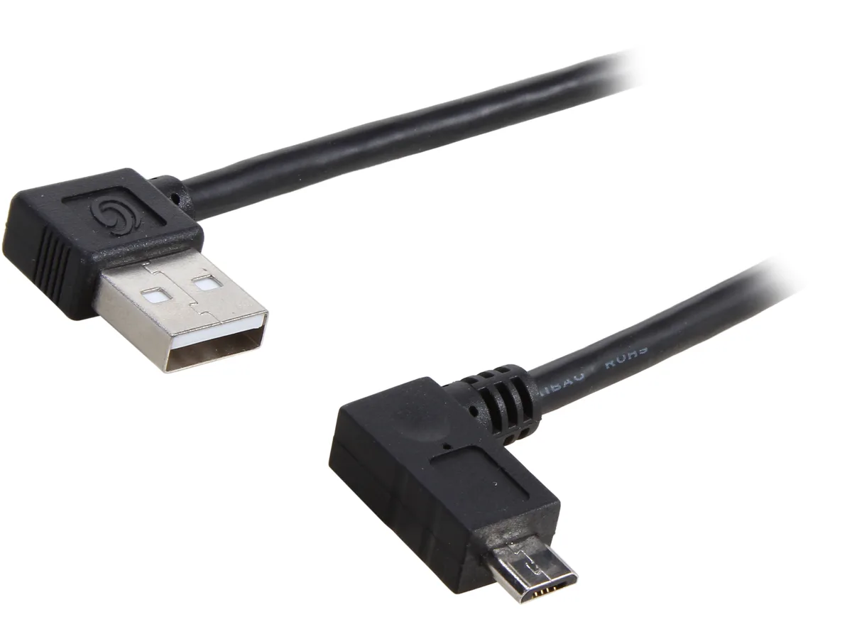 Cables To Go Cables To Go 28116 USB 2.0 right-angle A male to micro-USB B right-angle male cable 5 m black — product photo