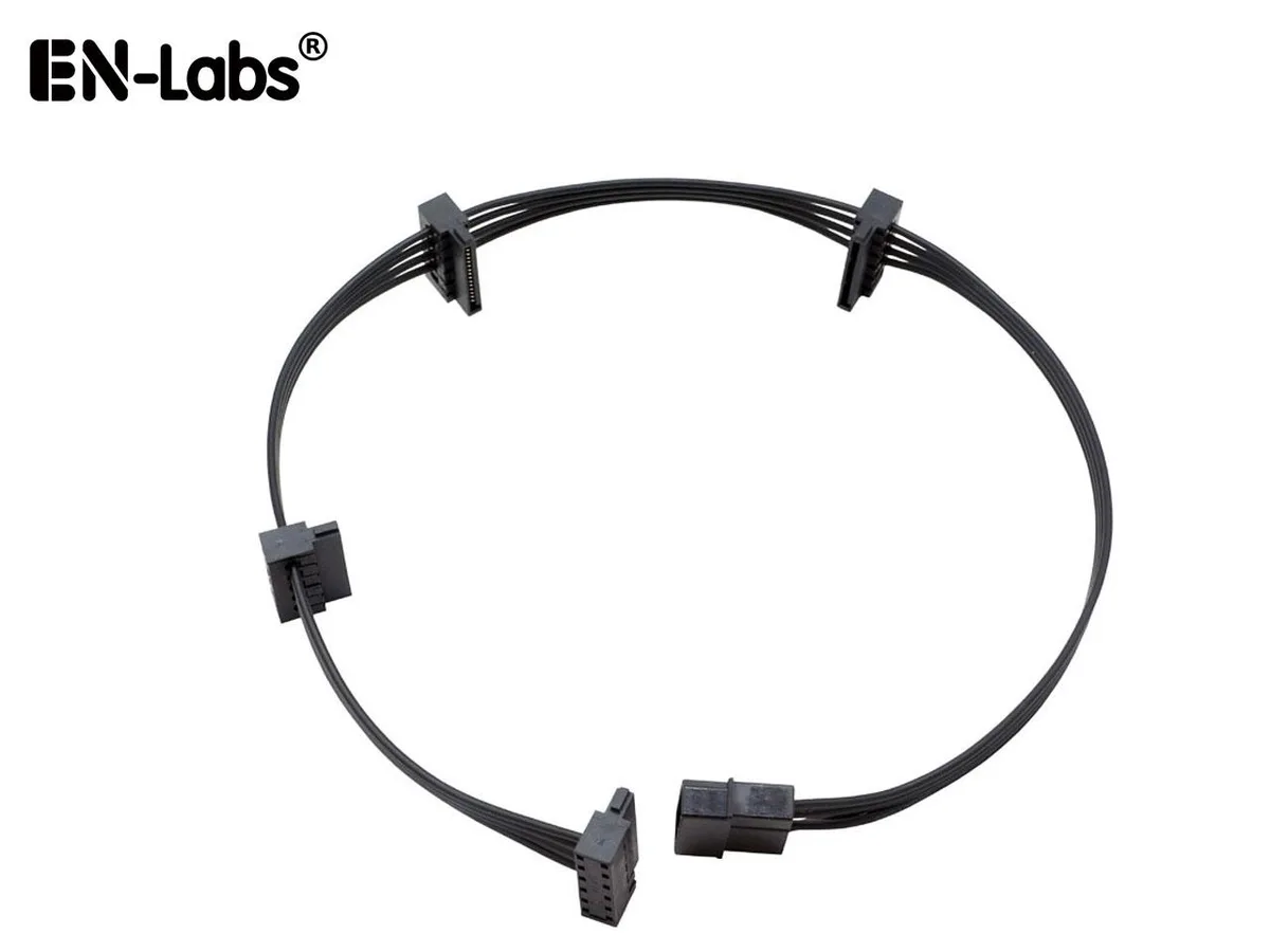 EN-Labs EN-Labs IDE24SATA24 Molex 4-pin to 4 SATA 15-pin 90-Degree Power Splitter Cable 20 inch — product photo