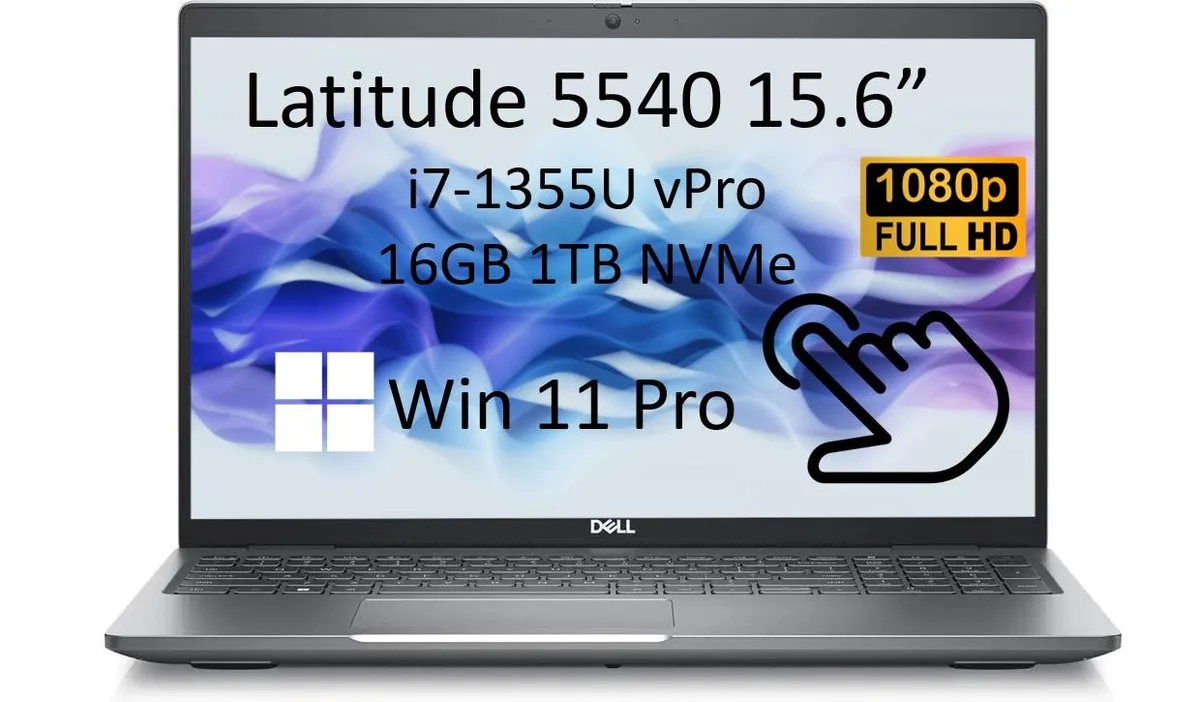 DELL DELL Latitude 5540 15.6" 1080p Touchscreen i7-1355U vPro 16GB DDR4 1TB NVMe Win 11 Pro Gray Grade B — product photo