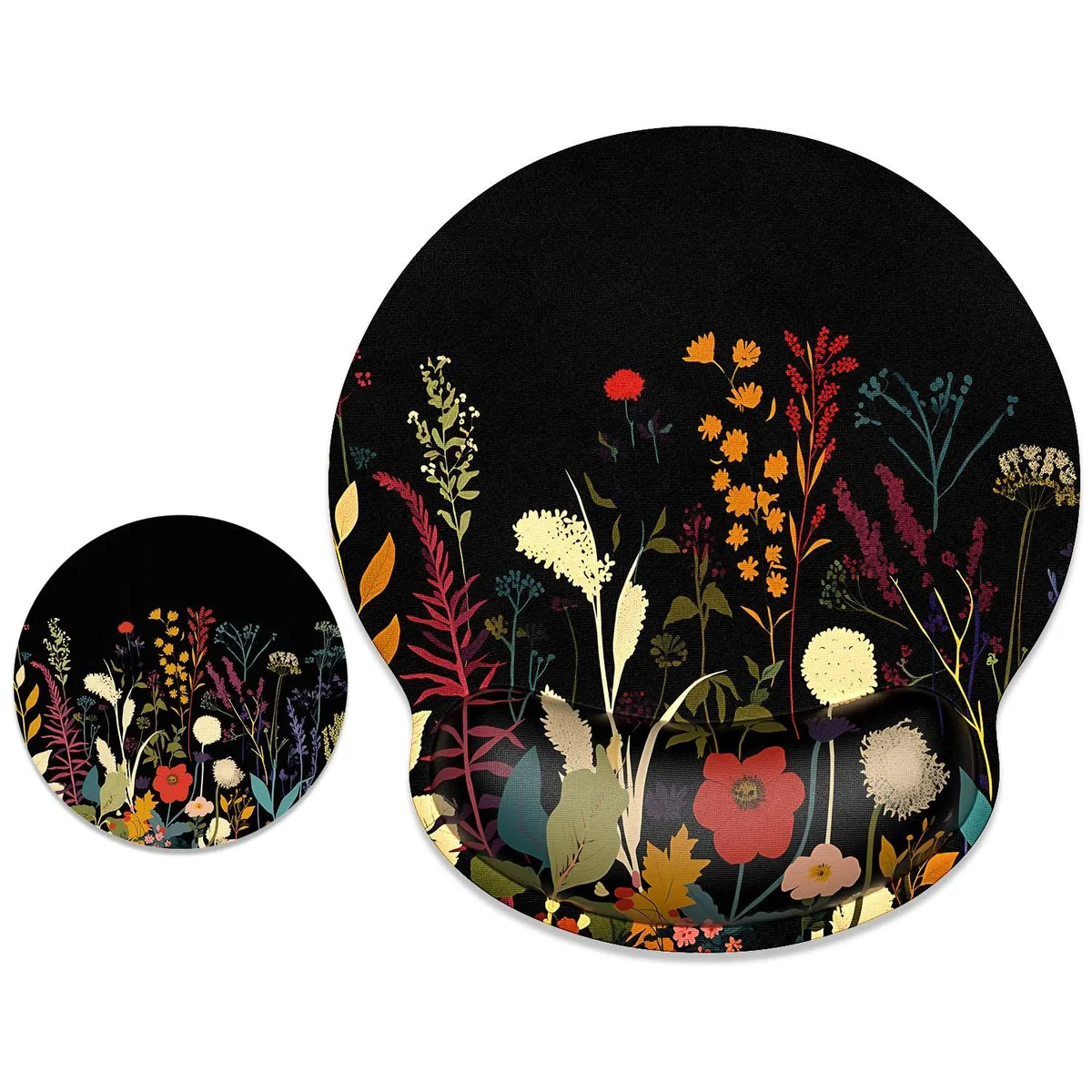  ITNRSIIET Ergonomic Mouse Pad with Wrist Rest, 9.8 x 9.1 in, Pretty Flowers Plants — product photo