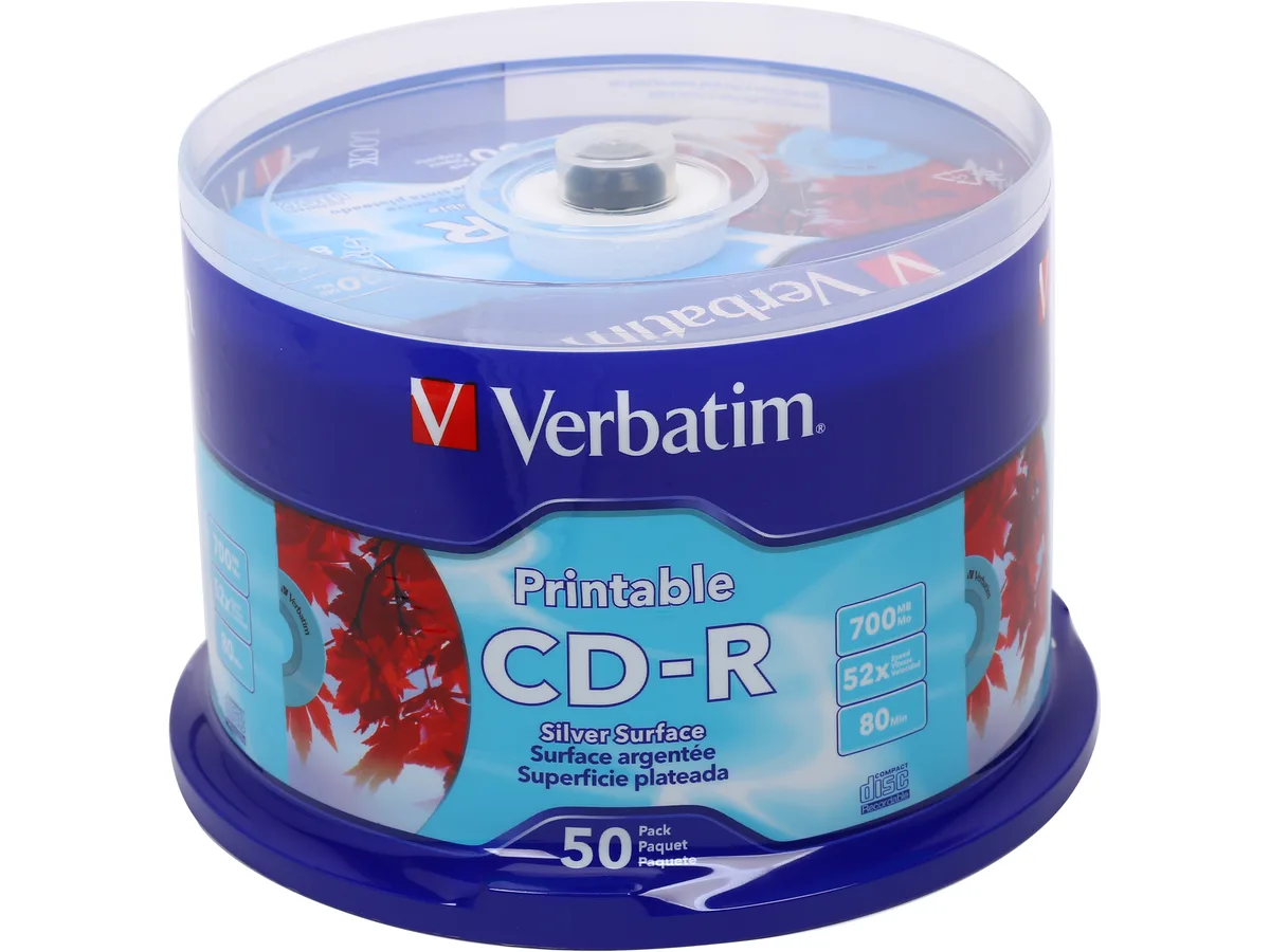 VERBATIM VERBATIM 95005 700MB 52X CD-R Silver Inkjet Printable 50 Packs — product photo
