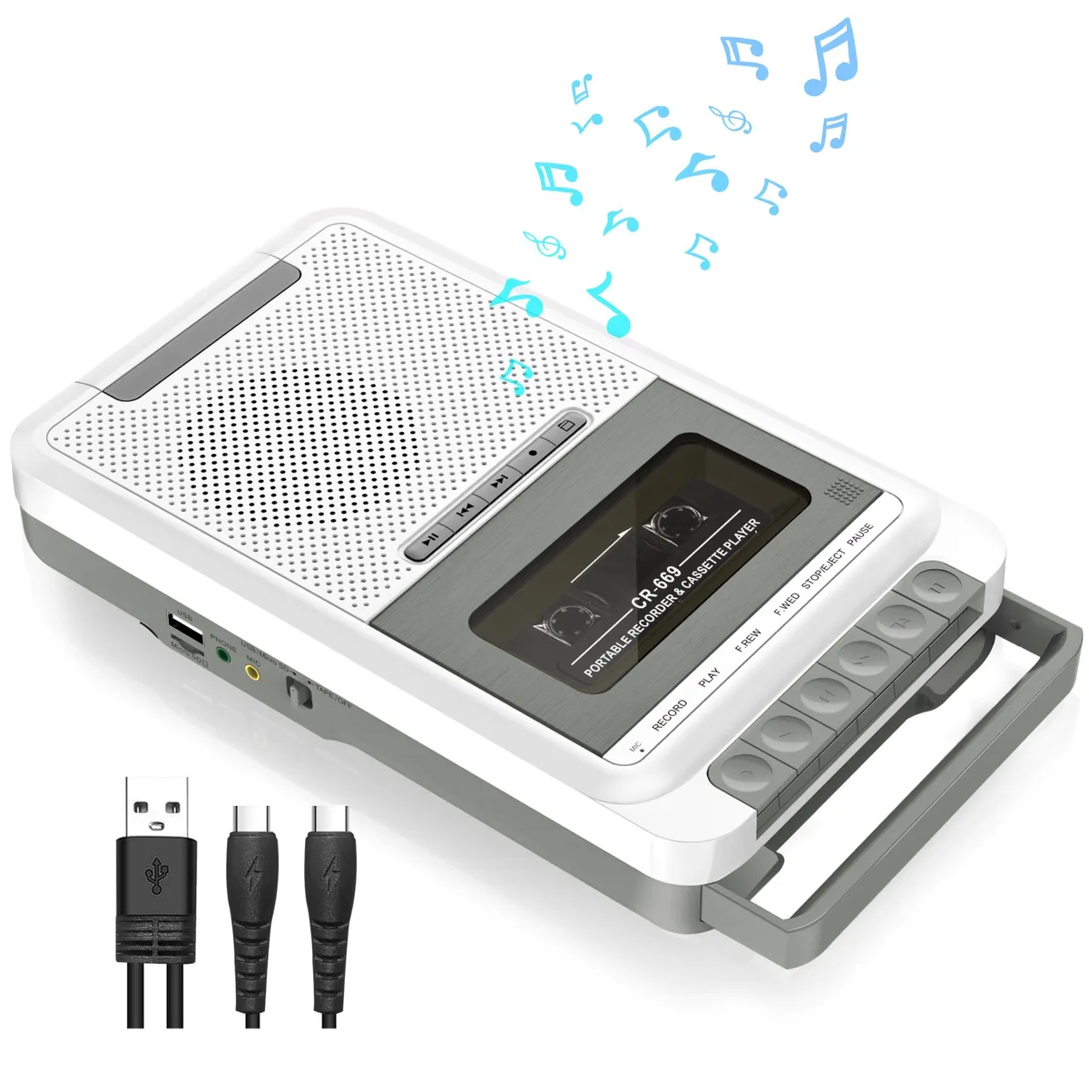  Gracioso 669W Cassette Player Recorder White — product photo