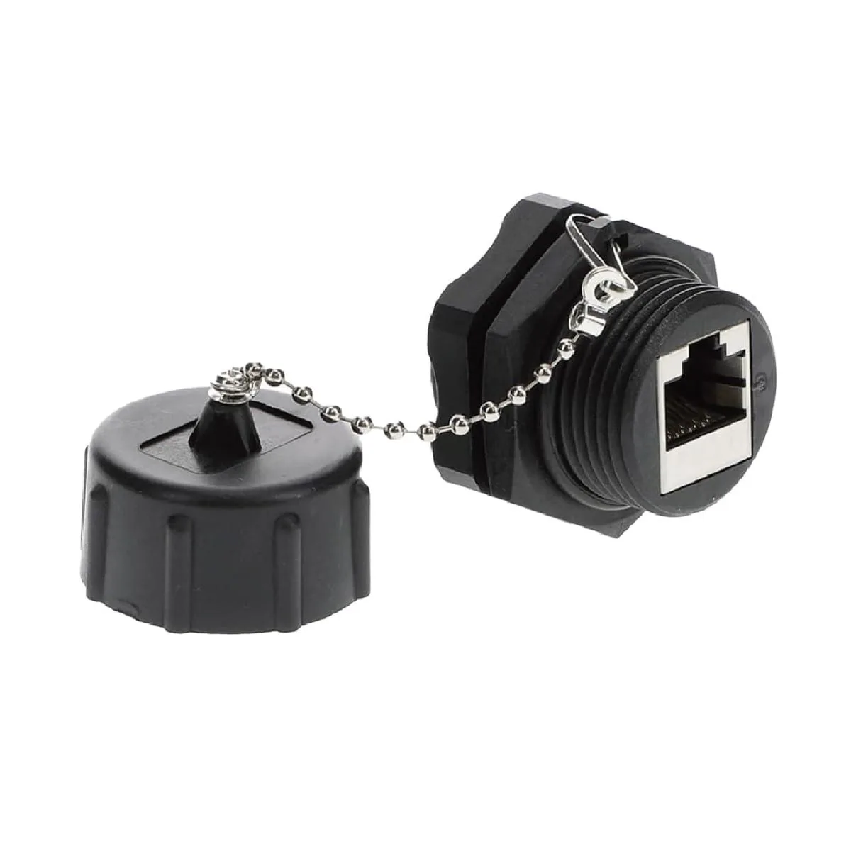  Zebra 15881 CAT6 RJ45 Shielded Female-to-Female Bulkhead Coupler IP67 Black — product photo