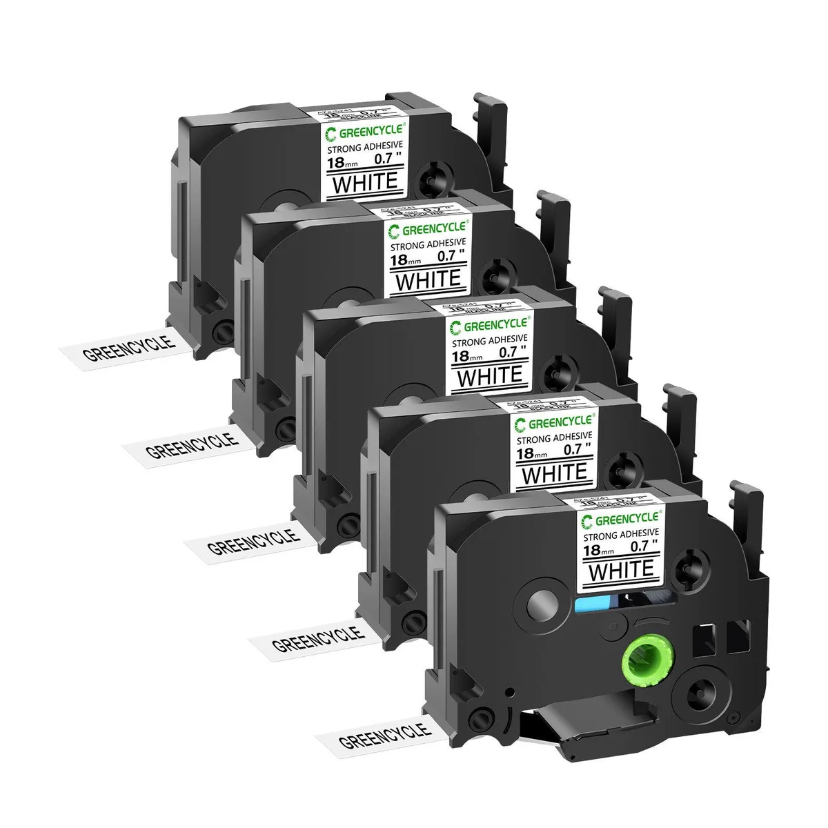GREENCYCLE GREENCYCLE TZe-S241 18mm Black on White Laminated Label Tape 5 Pack — product photo