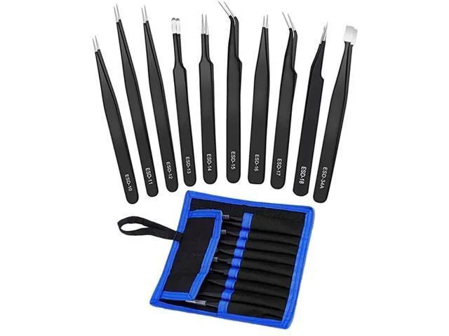 ORVIX ORVIX 10pcs ESD Tweezers Set with Storage Bag — product photo