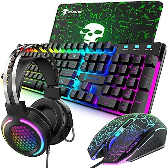 TAURKENAM TAURKENAM 4-in-1 Gaming Keyboard Bundle with Mouse, Headset & Pad — product photo
