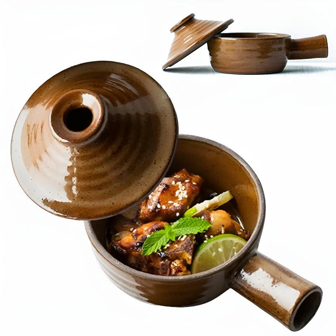  WDCFXY Ceramic Microwave Egg Poacher 12 oz brown glaze — product photo