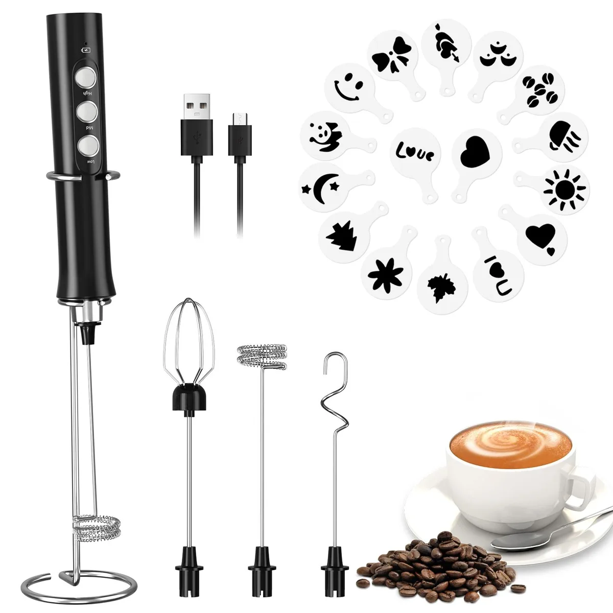 FITNATE FITNATE HK0495 coffee grinder 1200mAh rechargeable milk frother — product photo