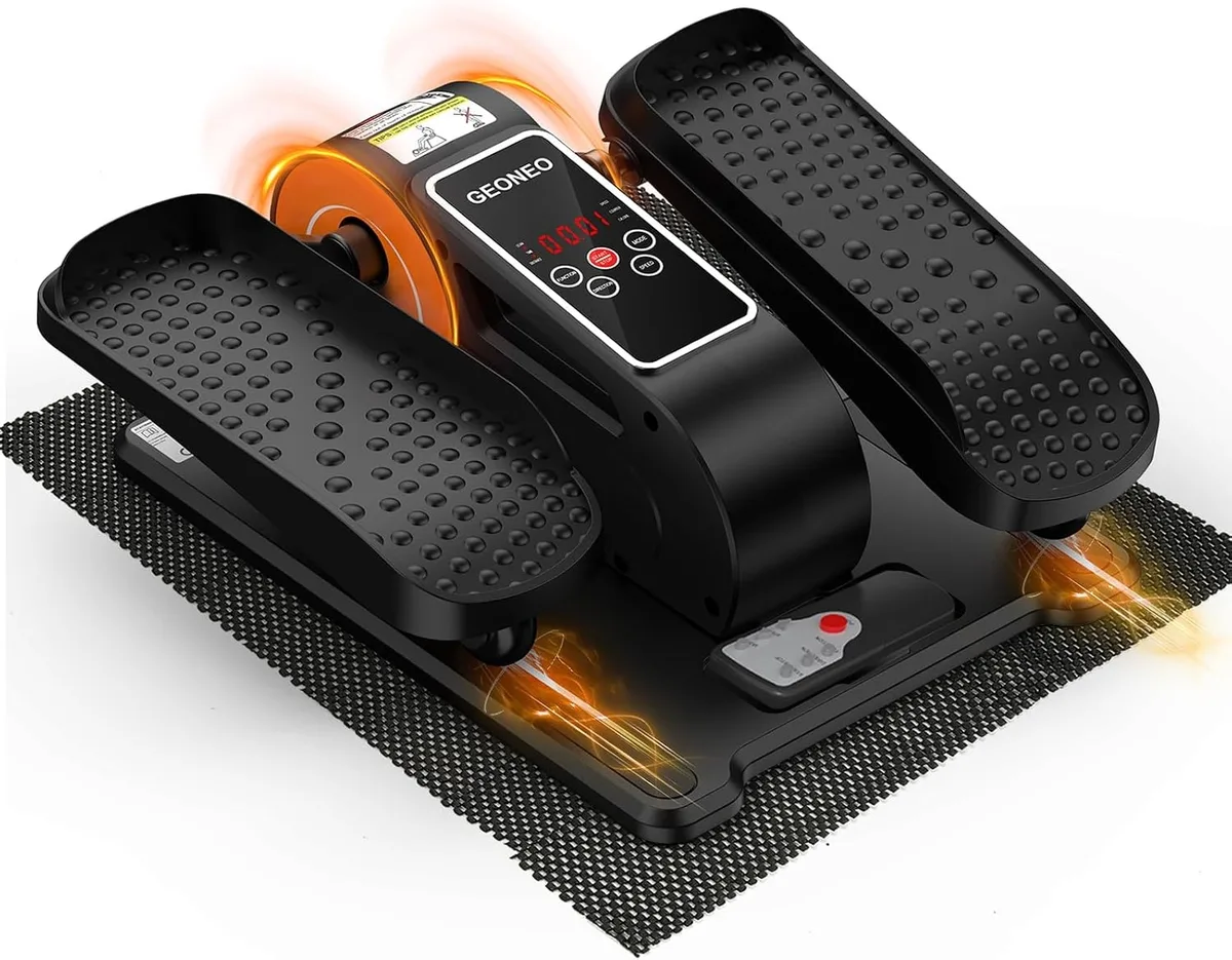 Compact under-desk elliptical with pedals, LCD display and remote control