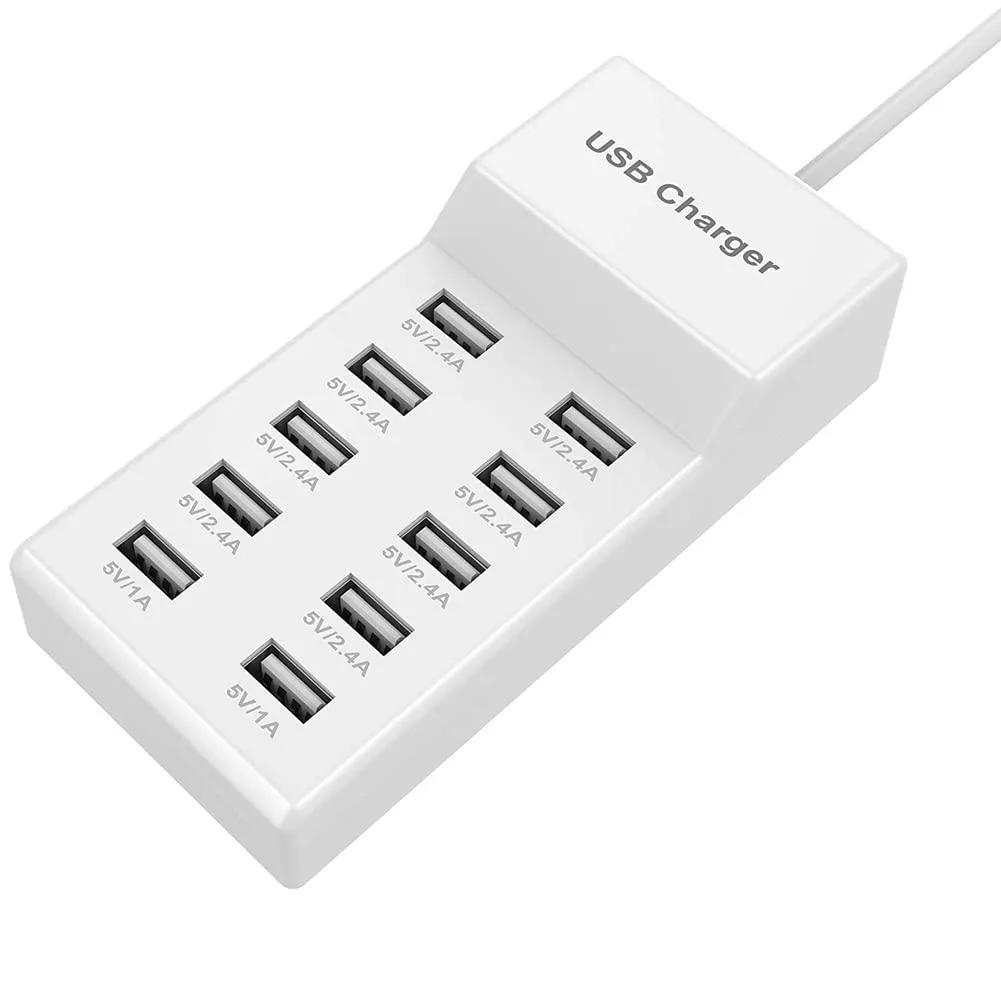KEHIPI KEHIPI 10-Port USB Wall Charger White 10A 50W — product photo