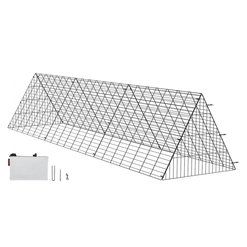 Long black metal tunnel frame with waterproof cover on grass
