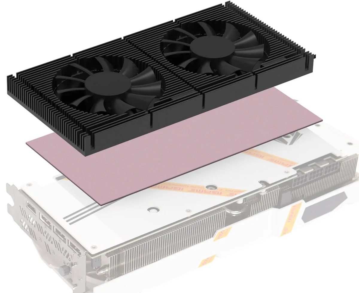 PANO-MOUNTS PANO-MOUNTS GPU Backplate Cooler Dual 70mm PWM Fans 1.5mm Aluminum RTX 3090 — product photo