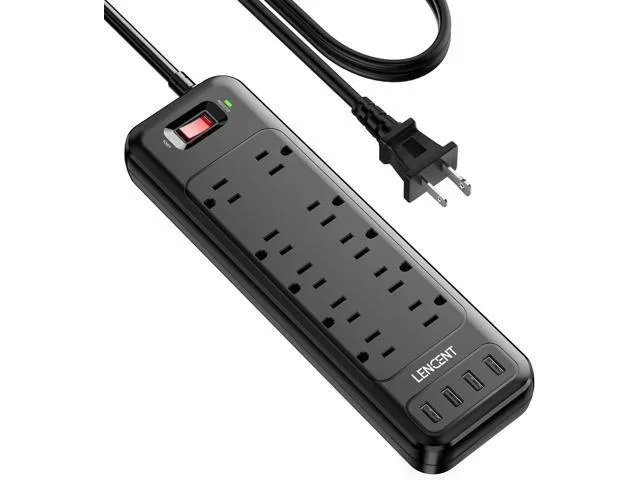 LORDWORLD LORDWORLD 2 Prong Power Strip 10 AC 4 USB 1700J 6ft — product photo