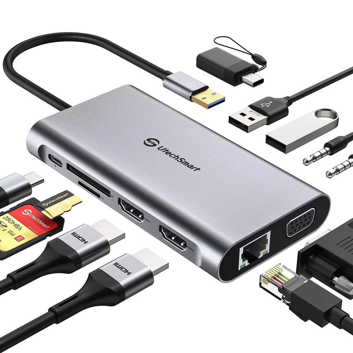 V2 Technologies V2 Technologies 11 in 1 USB C Dock Triple Display 2 in 1 accessory — product photo