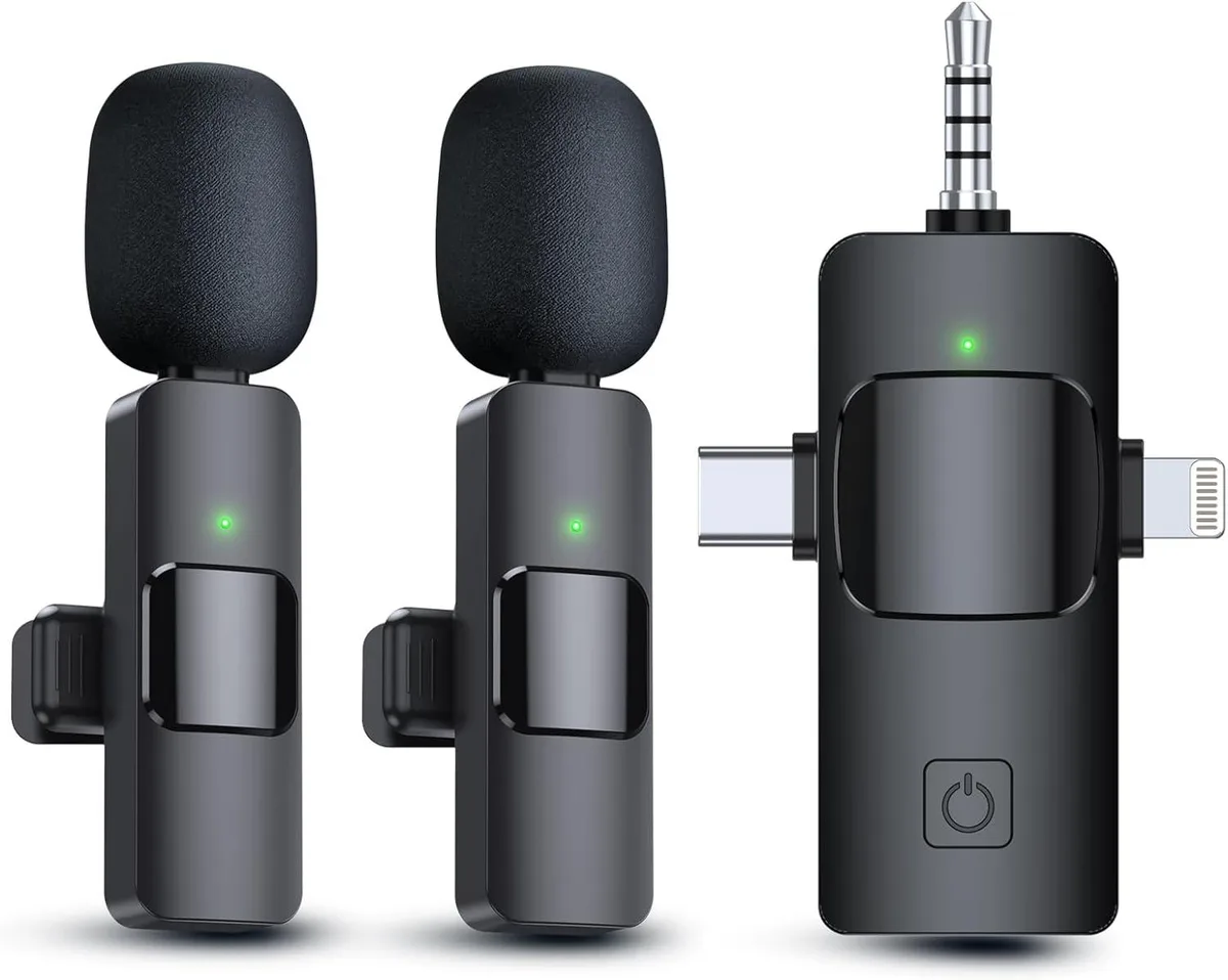 BFKK BFKK 3-in-1 Wireless Lavalier Microphone Set 65 ft 7 Hour Battery 3.5 mm — product photo