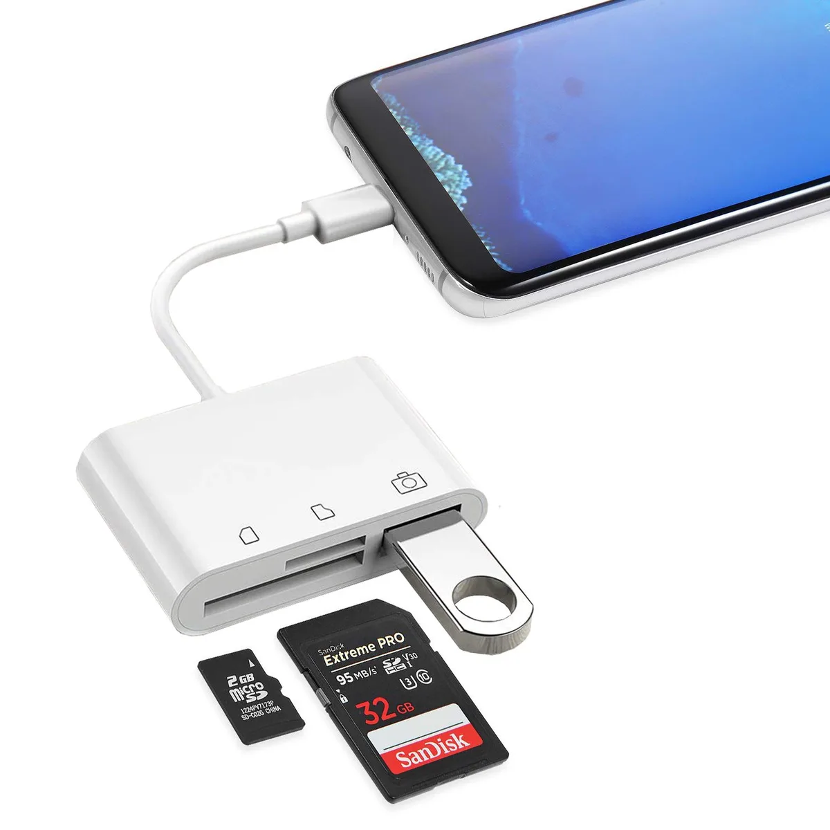 ESTONE ESTONE 3-in-1 USB-C Card Reader White — product photo