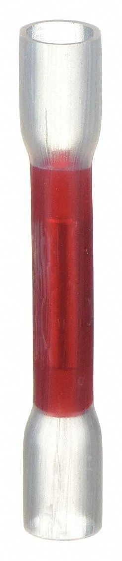 Ten red heat-shrink butt splice connectors, 18 AWG, 2.04 in long