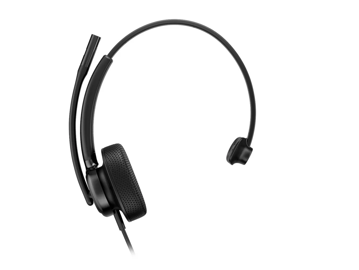 Monaural USB headset with single ear cup and boom microphone