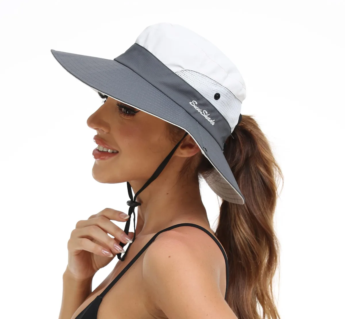 Baseball Cap Black 100% Polyester UPF 50+ 3.35" Brim — product photo