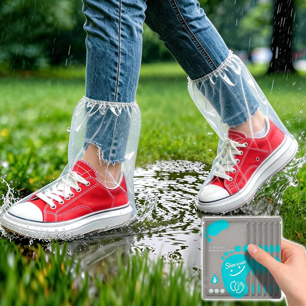 VRSHMB Shoe Covers for Rain Clear Adult M 12Pcs 6pairs — product photo